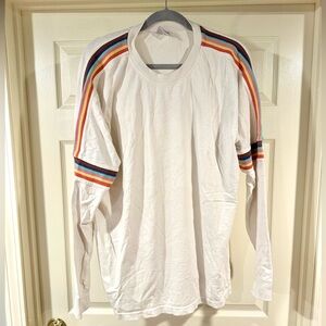 Urban Outfitters Cream/white Soft Long Sleeve T with Rainbow Striped Detail
